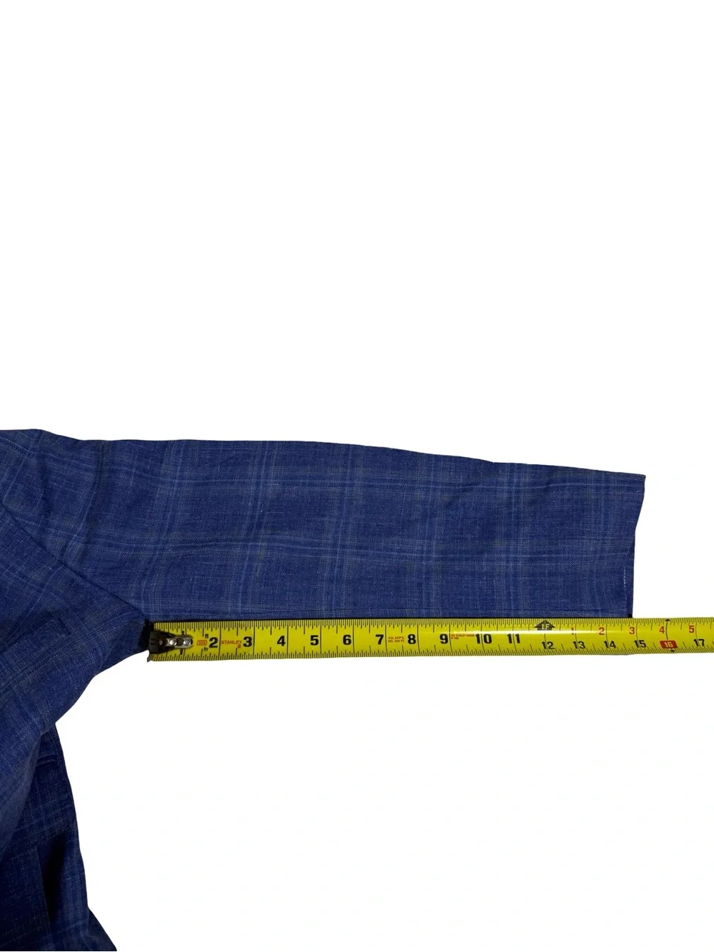 Joseph Abboud Blazer 44S Blue Plaid Wool Silk Linen Sport Coat Business Preppy
